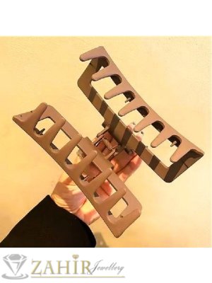 Огромна светлокафява щипка за тежка коса, размери 12 на 6 см,  материал матов силикон - ST1225